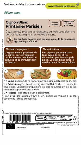 Potagères - Oignon Blanc Printanier Parisien - MEDIA_PACKAGING_VERSO